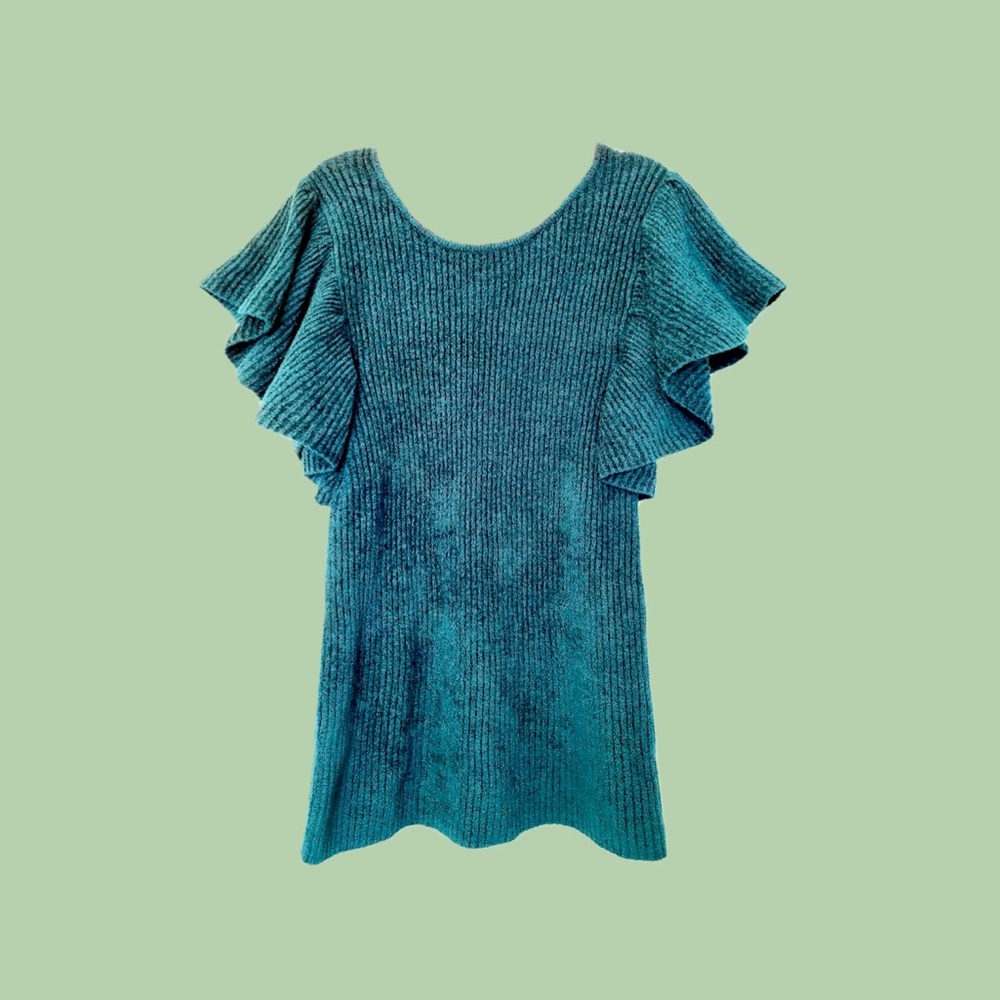 Free People Nikita Ruffle Top Teal Green